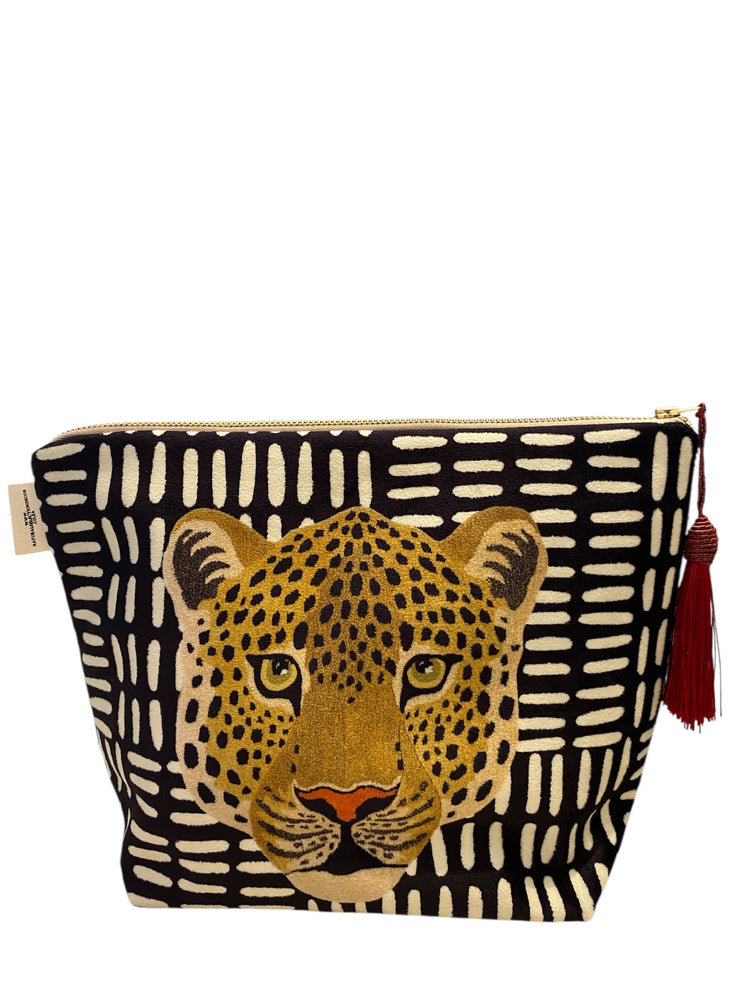 Black Leopard - Velvet Makeup Bag - Elizabeth Summer