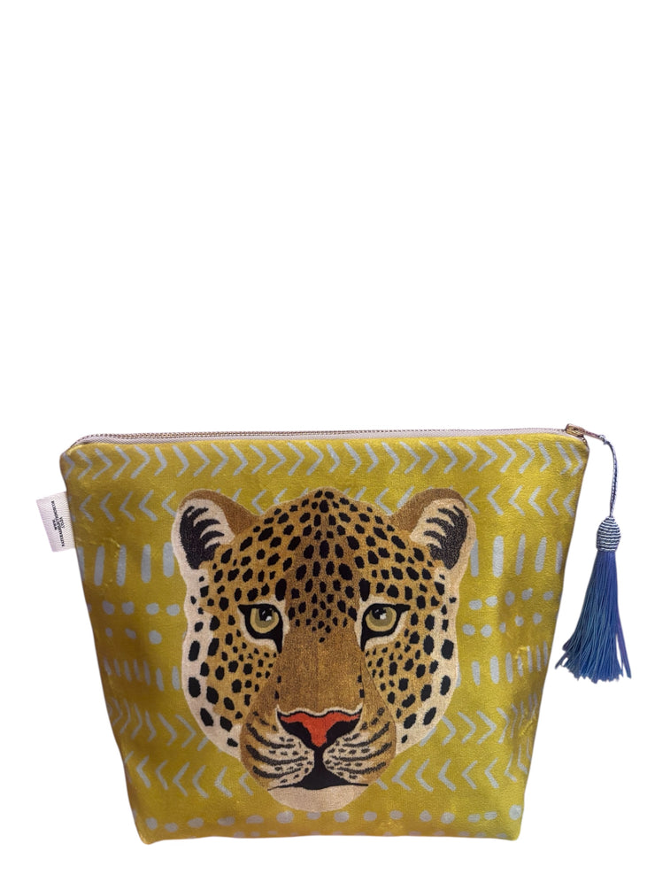 Jungle Leopard  - Velvet Makeup Bag - Elizabeth Summer