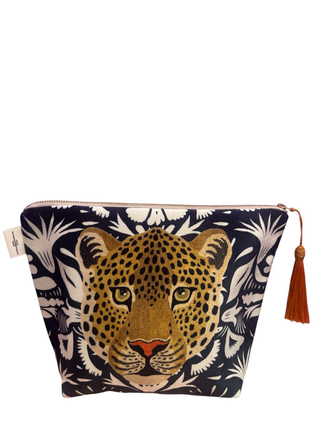 Leopard Mono Jungle - Velvet Makeup Bag - Elizabeth Summer