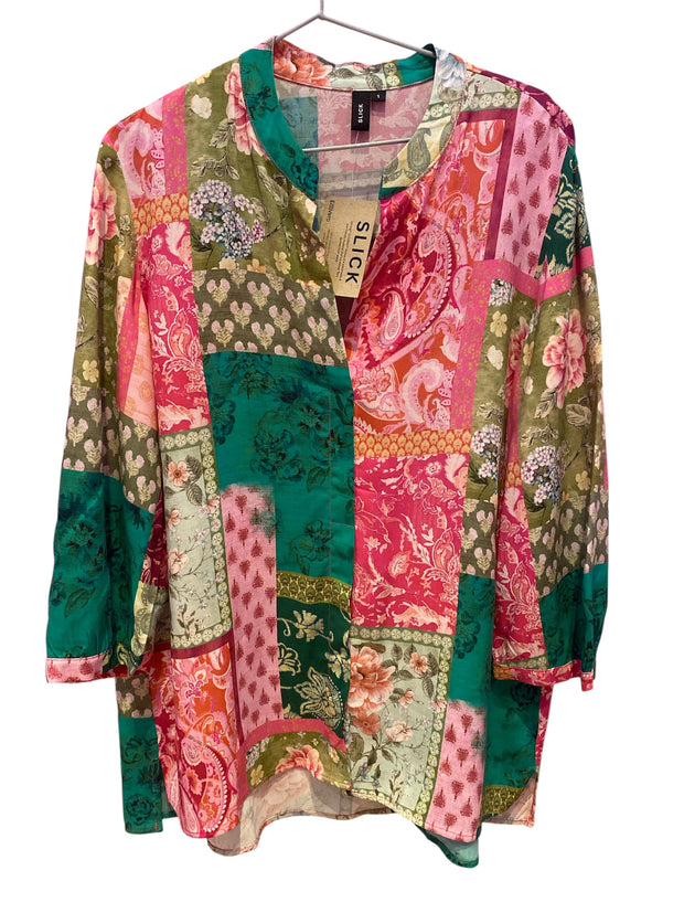 SLICK - River Mandarin Shirt - Block Blooms - Elizabeth Summer