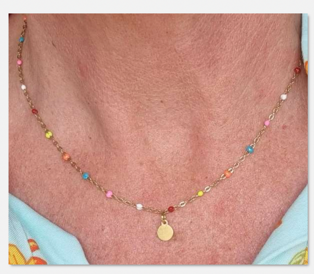 Tarnish Free  - Colour with disc Necklace - Elizabeth Summer