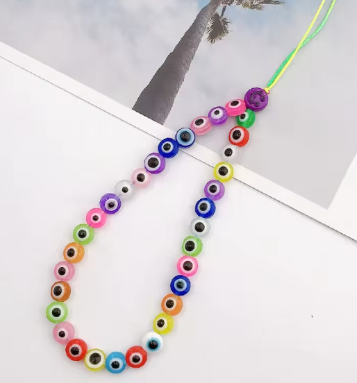 Beaded Cell Phone String - Wrist length - Eye