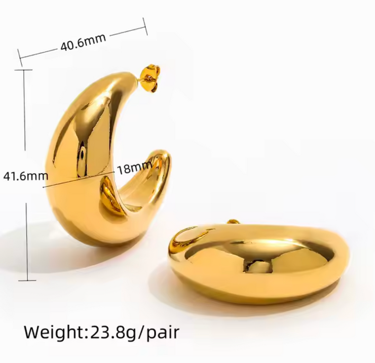 Tarnish Free - Earrings - Big Chunky Hoop