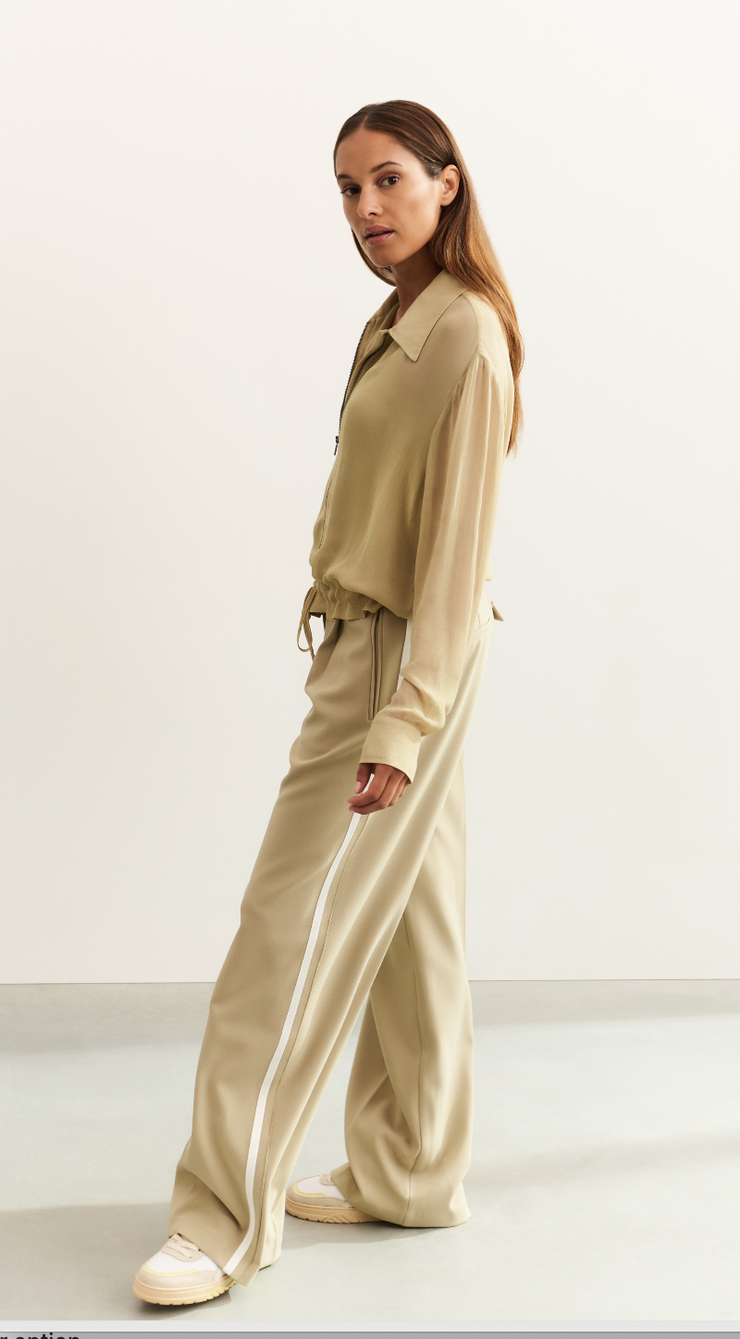YAYA - Woven Wide Leg Trousers - Soft Green with white stripe - Elizabeth Summer