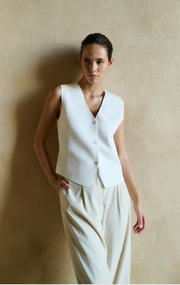 YAYA - Clean Knitted Gilet - Pure White - Elizabeth Summer