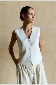 YAYA - Clean Knitted Gilet - Pure White - Elizabeth Summer