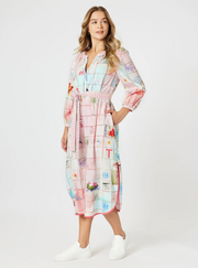 Threadz - Capri Print Dress - Pastel Pink Multi