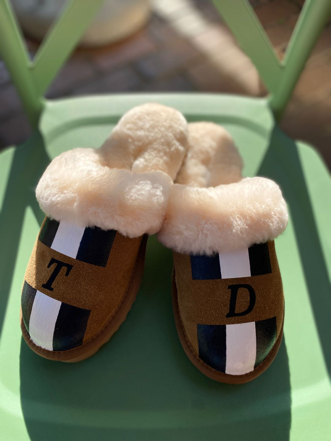 Monogrammed sheepskin slippers online