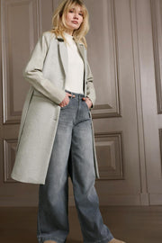 YAYA - Coat - Long Wool Coat Dove Grey