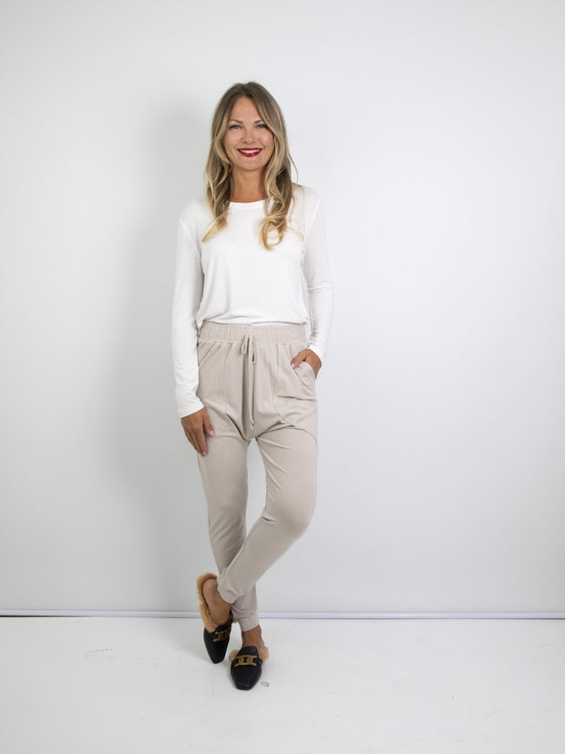 SLICK Bianca Harem Pants - Stone