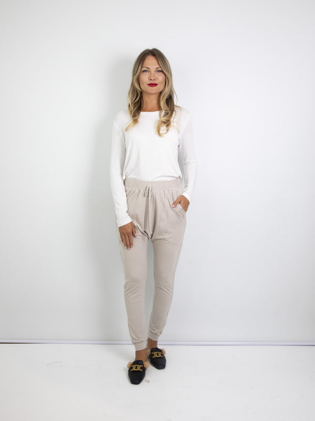 SLICK Bianca Harem Pants - Stone