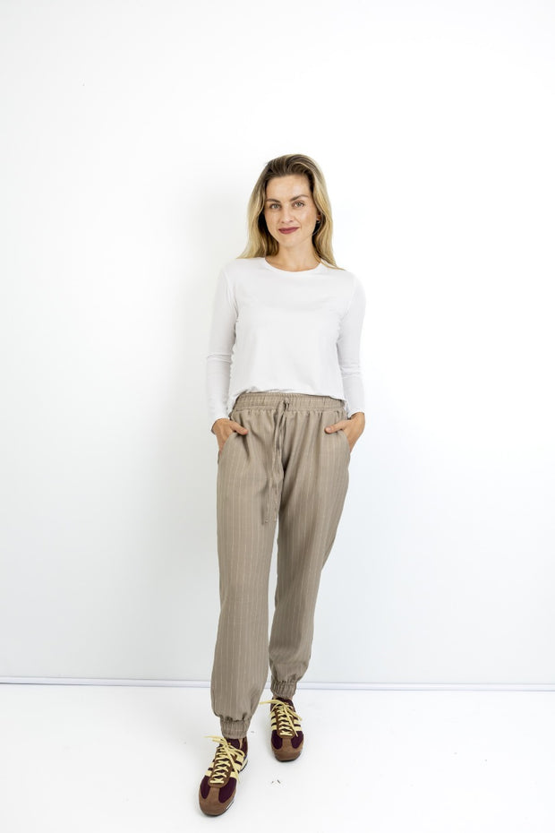 SLICK - Astrid elasticated cuff pant - Stone