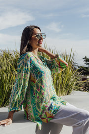 SLICK - River Mandarin Shirt - Jewel