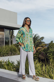 SLICK - River Mandarin Shirt - Jewel