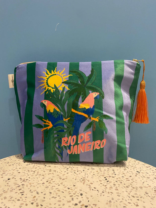 Striped Rio De Janeiro  - Velvet Makeup Bag