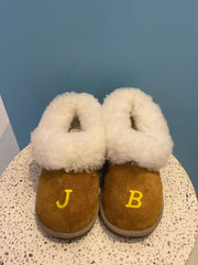 Natural Full Sheepskin Slippers: Personalised Initials - Elizabeth Summer