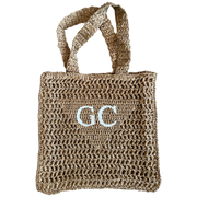 Monogram Straw Tote - Darker Natural Colour - Elizabeth Summer
