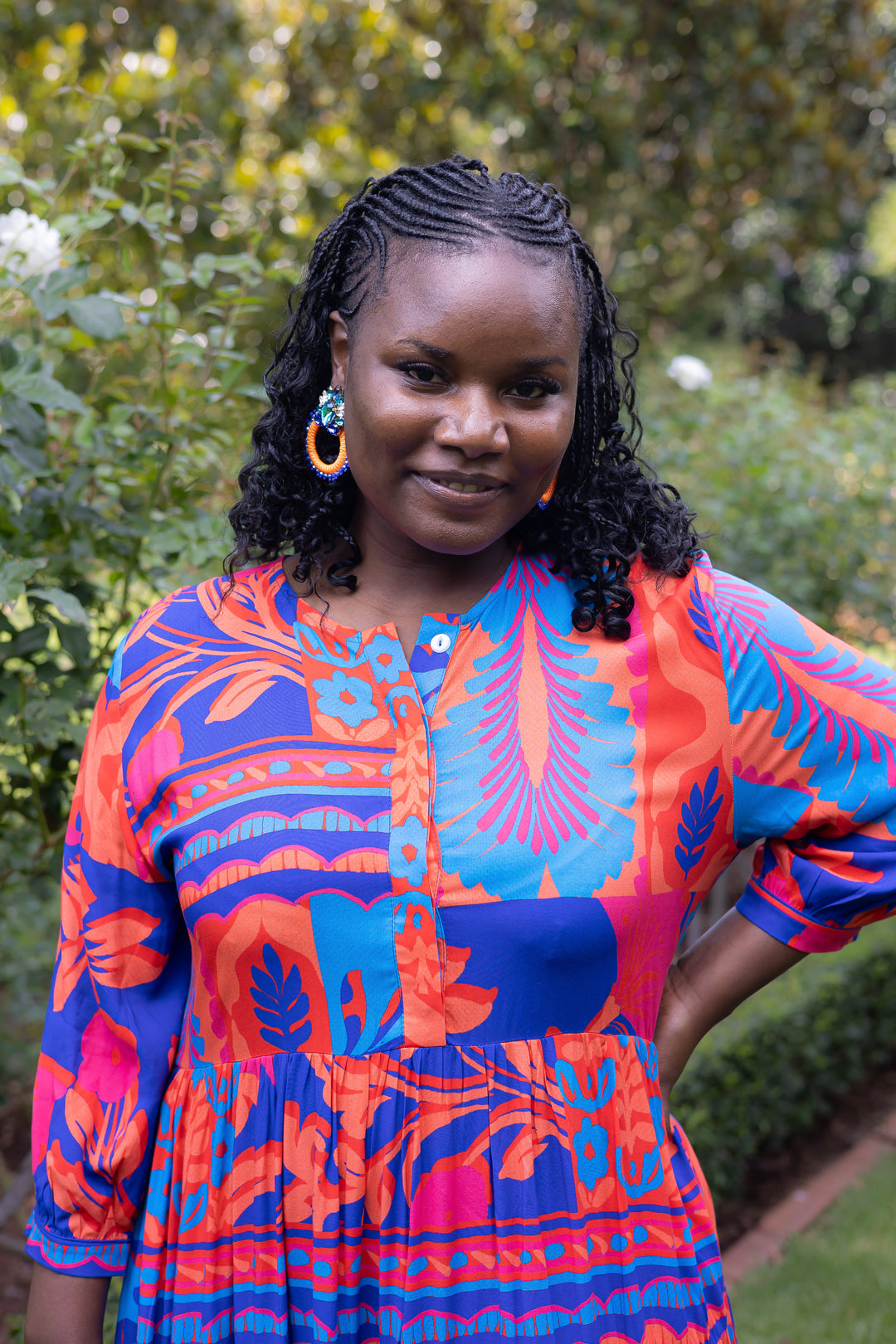 blue and coral maxi dress Allison Martina Maxi Dress