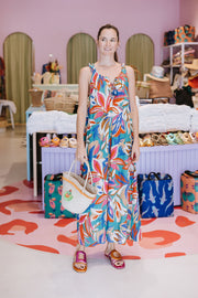 Palme - Long Sleeveless Dress - Leafy Blue
