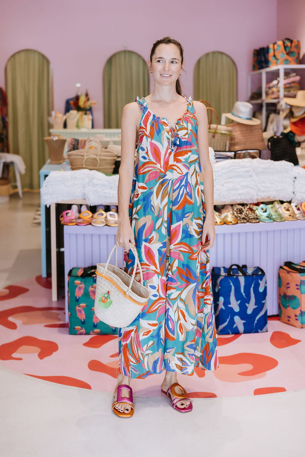 Palme - Long Sleeveless Dress - Leafy Blue