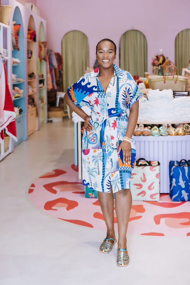 Palme - Dress - Blue Palm & Hearts