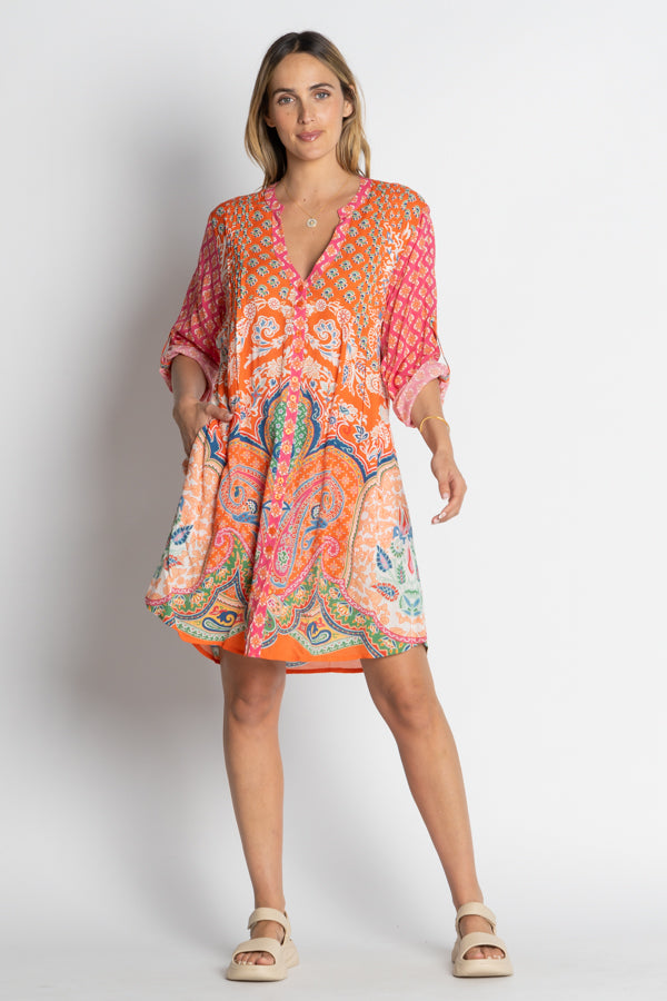 LulaLife - Sarai Button Dress - Flame - Elizabeth Summer