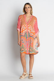 LulaLife - Sarai Button Dress - Flame - Elizabeth Summer