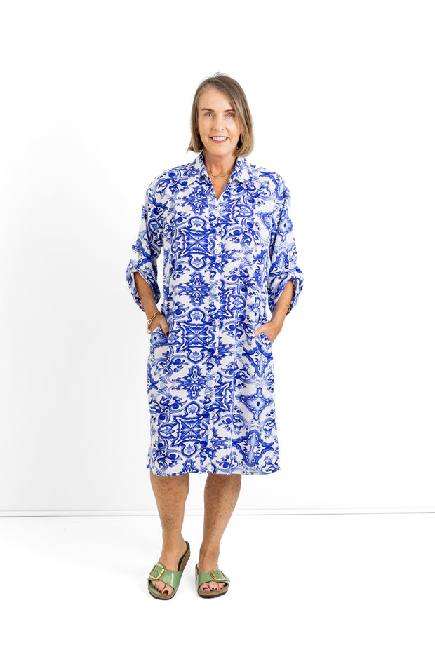 Slick - Meryl Dress - Blue & White - Elizabeth Summer