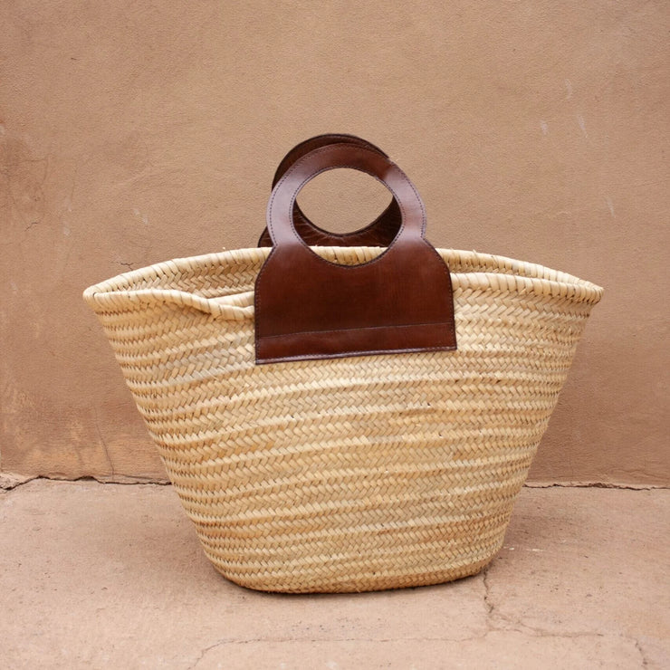 Cabas Leather Basket - Tan