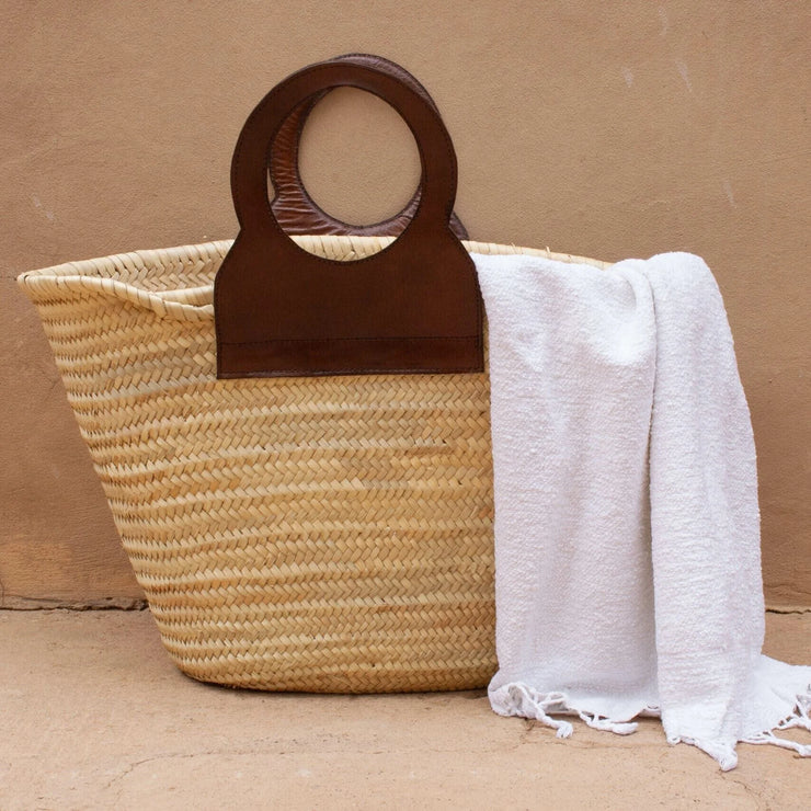 Cabas Leather Basket - Tan