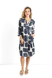 Slick - Sophia Dress - Geo Navy Ink