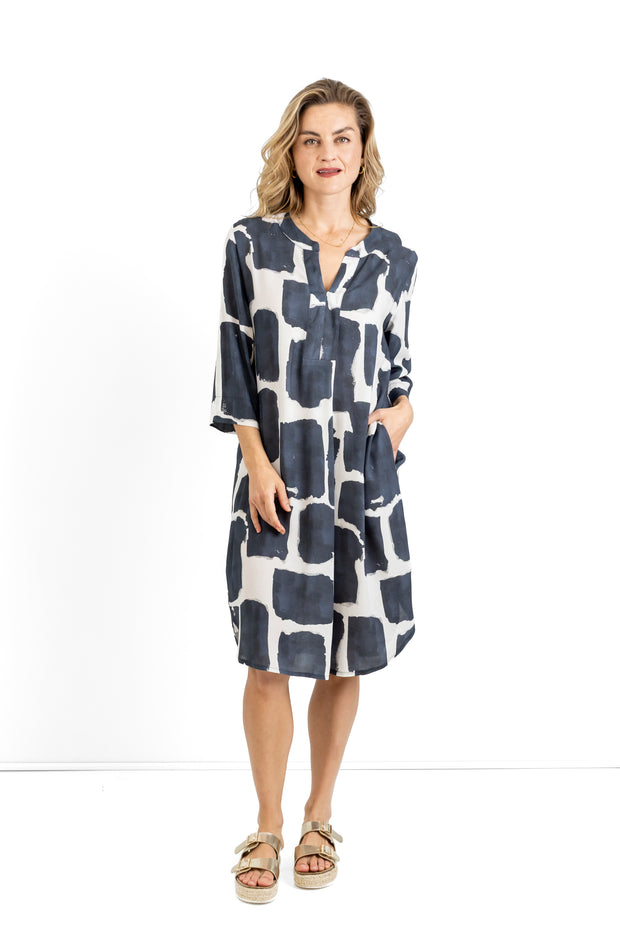 Slick - Sophia Dress - Geo Navy Ink