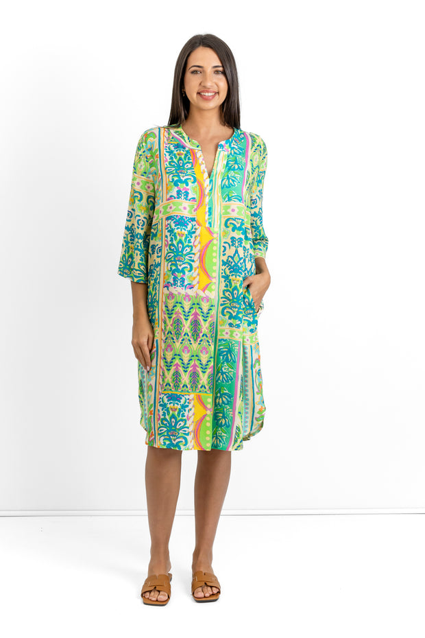 Slick - Sophia Dress - Green Pattern