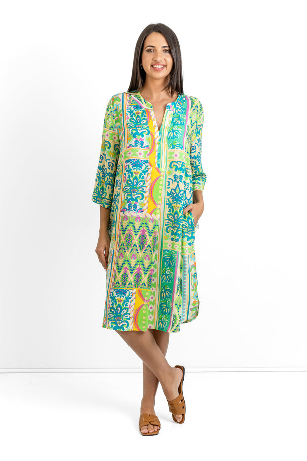 Slick - Sophia Dress - Green Pattern