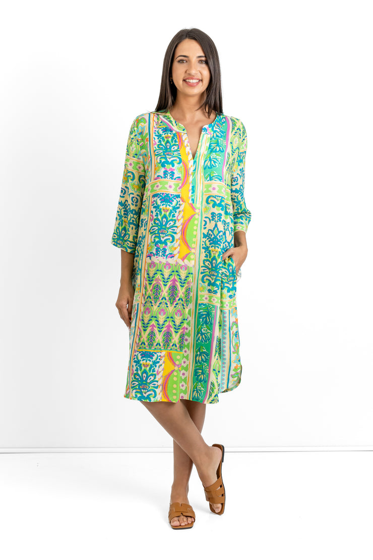 Slick - Sophia Dress - Green Pattern