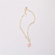 Tarnish Free  - Paper chain necklace with pink heart - Elizabeth Summer
