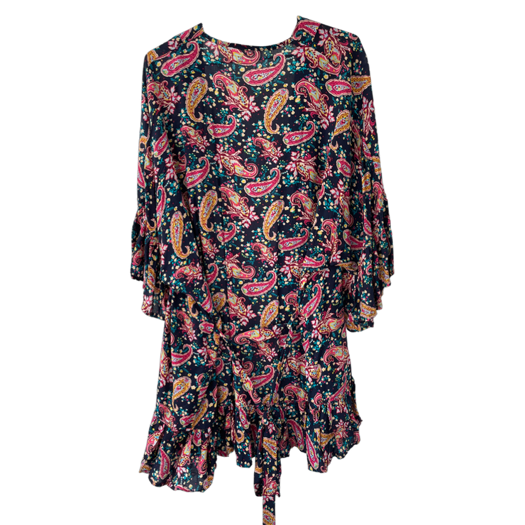 Gown/Kimono - Short - Black and Pink Paisley - Elizabeth Summer