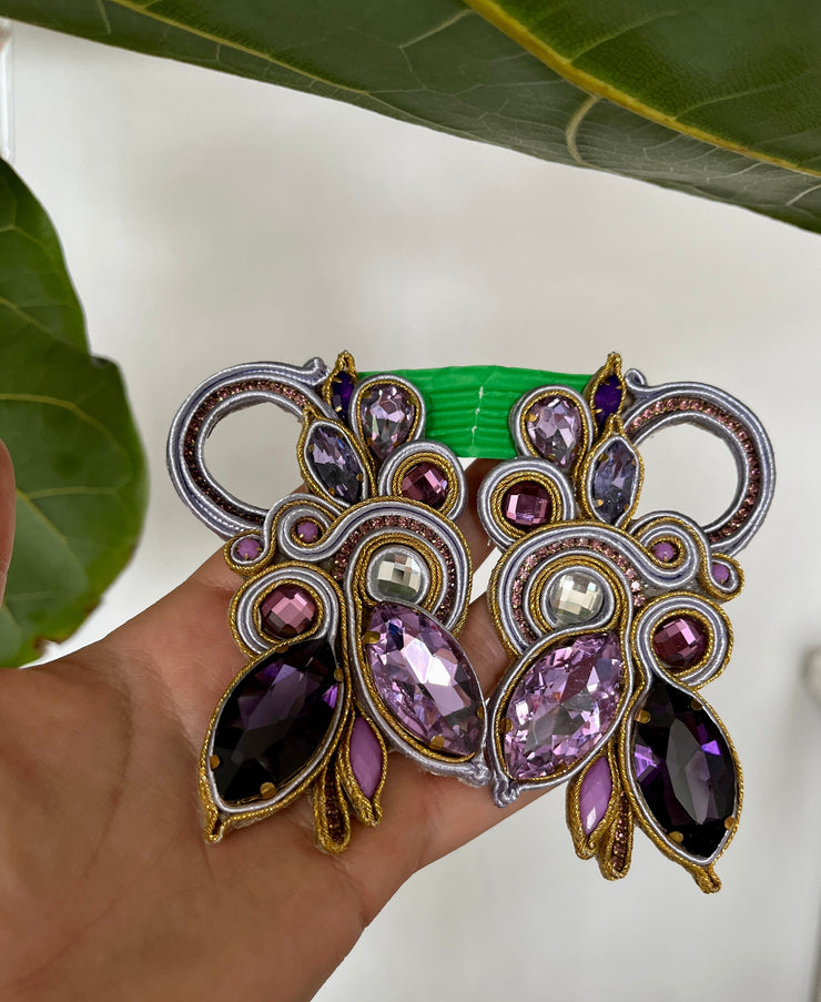 South American Earrings - Capri Style - Purple - Elizabeth Summer