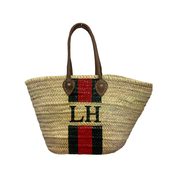 Monogram moroccan Basket - Personalised - Dark Handle Basket (Large) - Elizabeth Summer