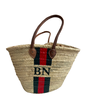 Monogram moroccan Basket - Personalised - Dark Handle Basket (Large) - Elizabeth Summer