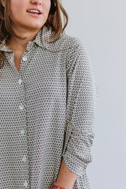 Shirt Dress - Grey Geometric Pattern - Elizabeth Summer