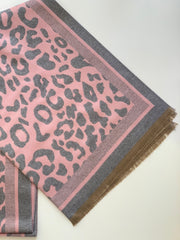 Leopard Print Scarf - Pink and Grey - Elizabeth Summer
