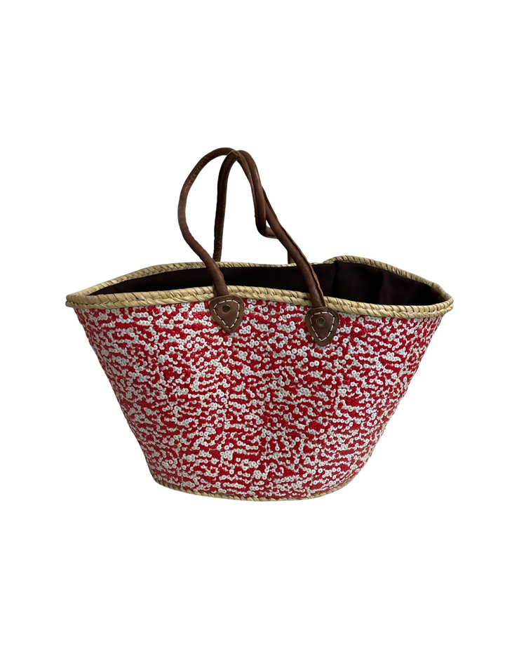 Moroccan Collection - Sequin Basket - Red and White - Elizabeth Summer