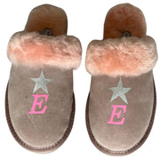 Pink Adult Slippers: Personalised Monogram with Stars - Elizabeth Summer