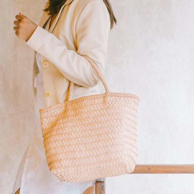 Handwoven Leather Bag - Small - Pinky Nude - Elizabeth Summer