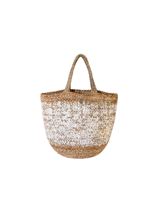 White Monogram Basket: Personalised - Elizabeth Summer