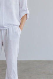 SLICK - Georgie elasticated cuff pants - White - Elizabeth Summer