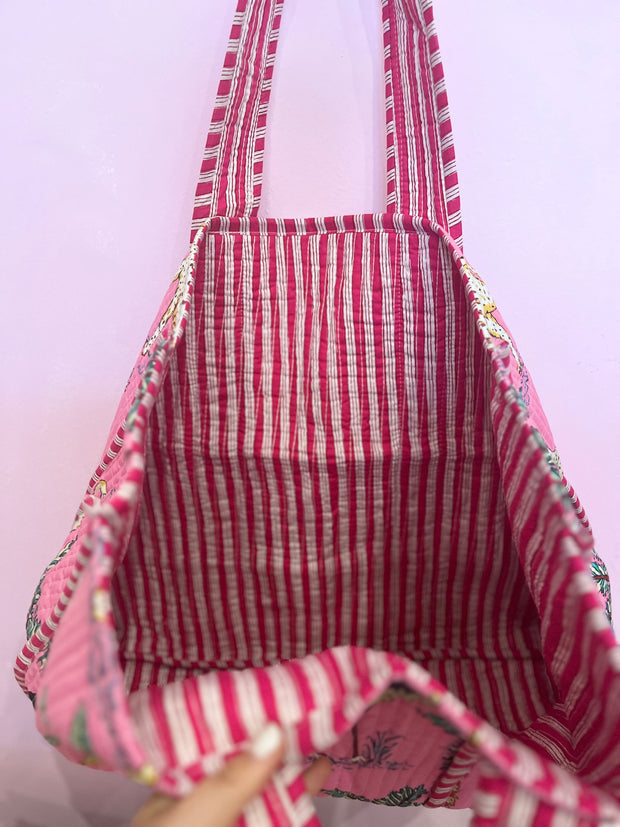 Palm and Leopard Bag - Pink - Elizabeth Summer