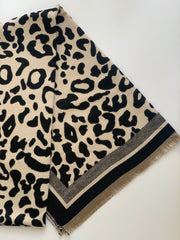 Leopard Print Scarf - Black and White - Elizabeth Summer