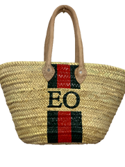 Monogram Moroccan Basket - Personalised - Light Handle Basket (Medium) with lining - Elizabeth Summer